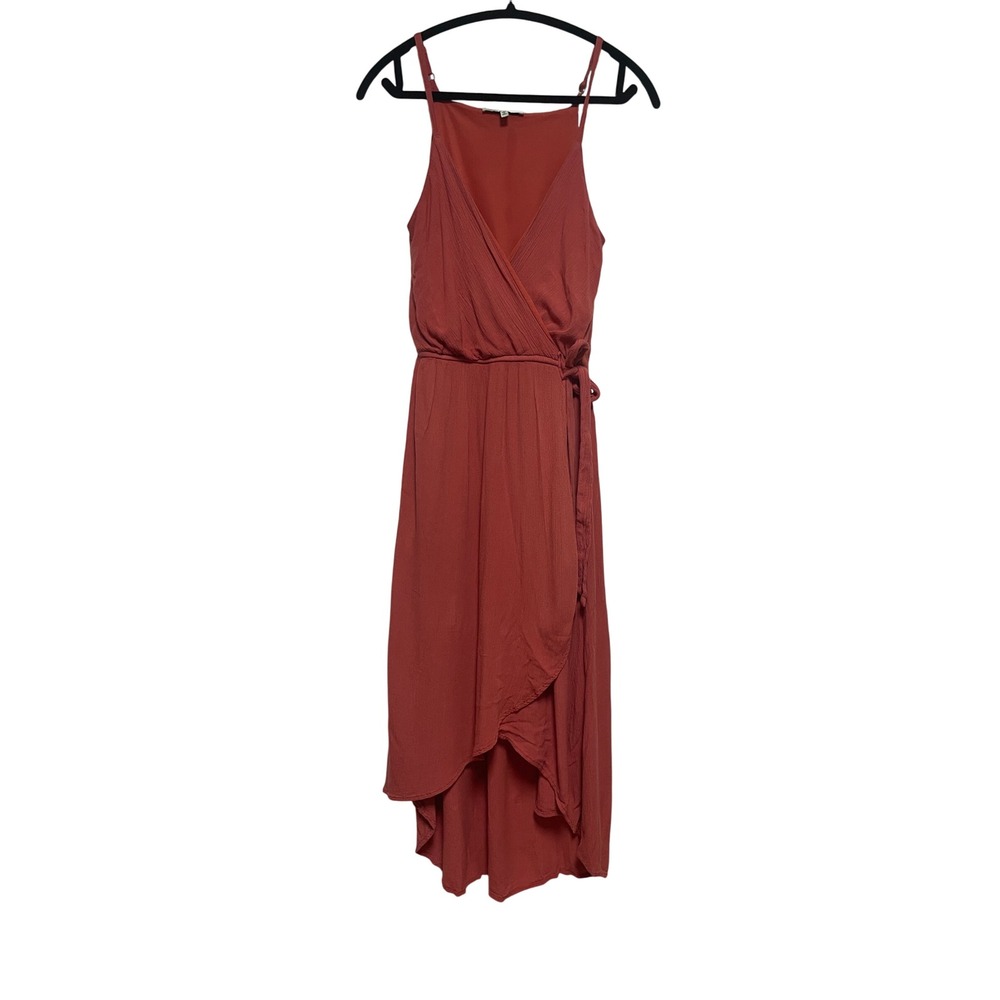 Speed Control New York Dress S Small Sleeveless Wrap Midi Hi Low Casual Red